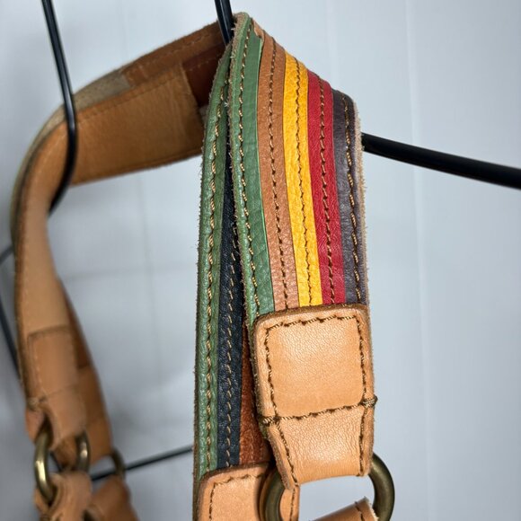 Lucky‎ Multicolor Leather Striped Satchel Shoulder Bag Purse Boho EUC Hippie - Picture 8 of 13